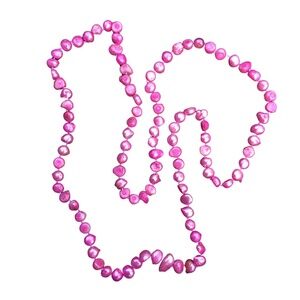 48" Continuous Knotted Pink Freshwater Baroque Pearl Necklace – 9-11mm Long Stra